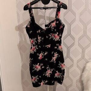Floral Black Mini Dress